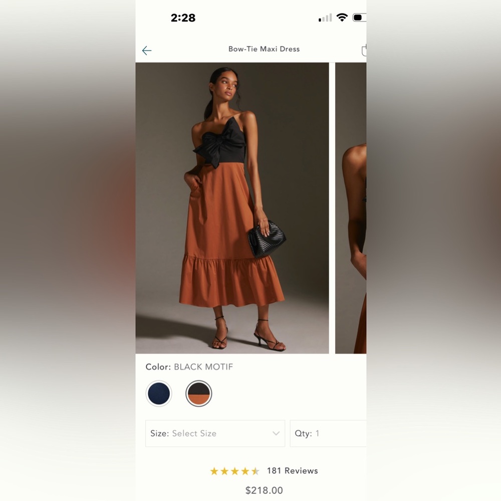 Black motif  Bow Tie dress from Anthropologie